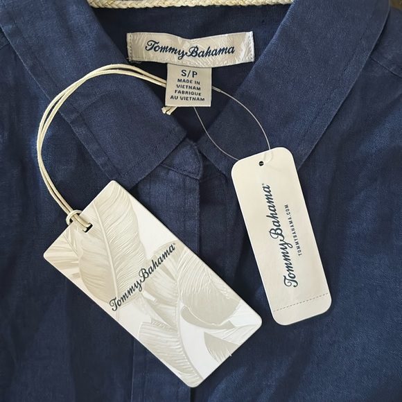 Tommy Bahama Coastalina 100% Linen Button Down Shirt. Island Navy. S. NWT. - Picture 8 of 10